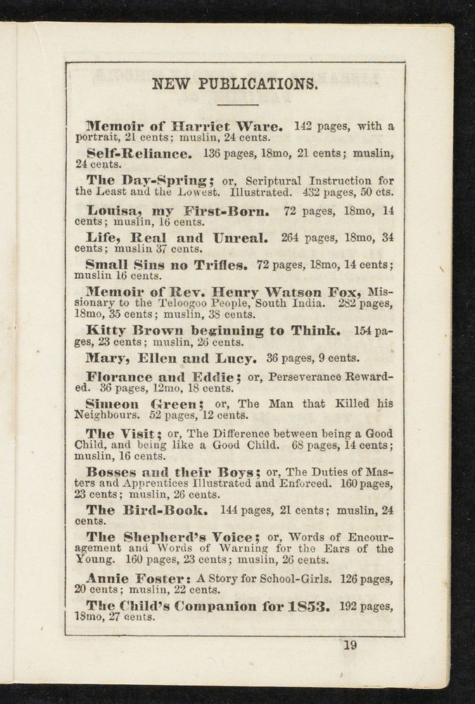 Scan 0019 of The Sunday-school pocket almanac for the year of Our Lord 1855