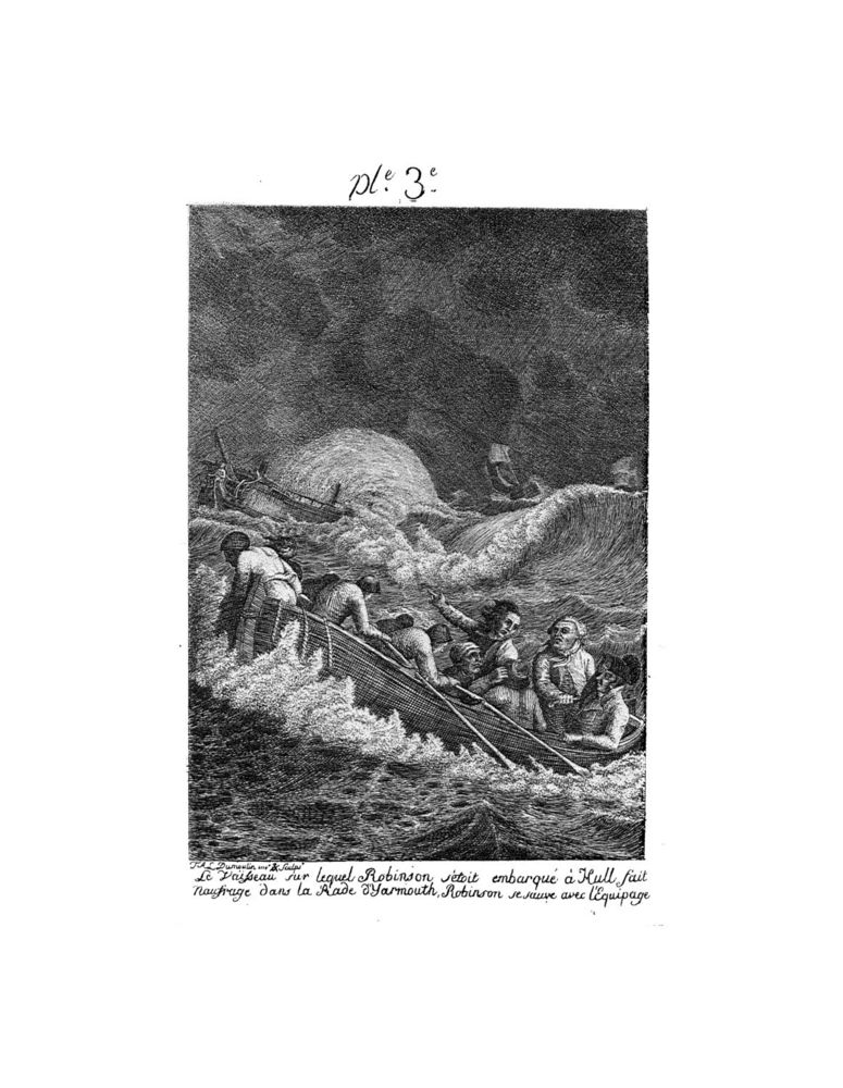 Scan 0011 of Collection de cent-cinquante gravures représentant et formant une suite non interrompue des voyages et aventures surprenantes de Robinson Crusoé