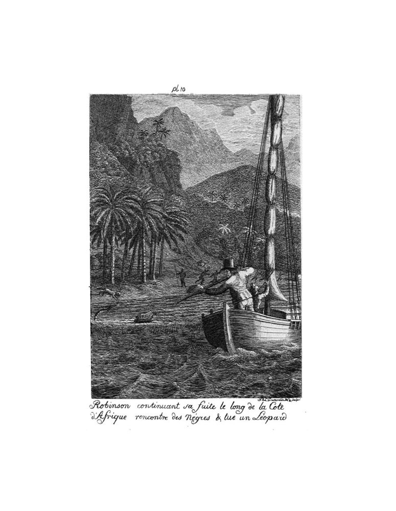 Scan 0025 of Collection de cent-cinquante gravures représentant et formant une suite non interrompue des voyages et aventures surprenantes de Robinson Crusoé