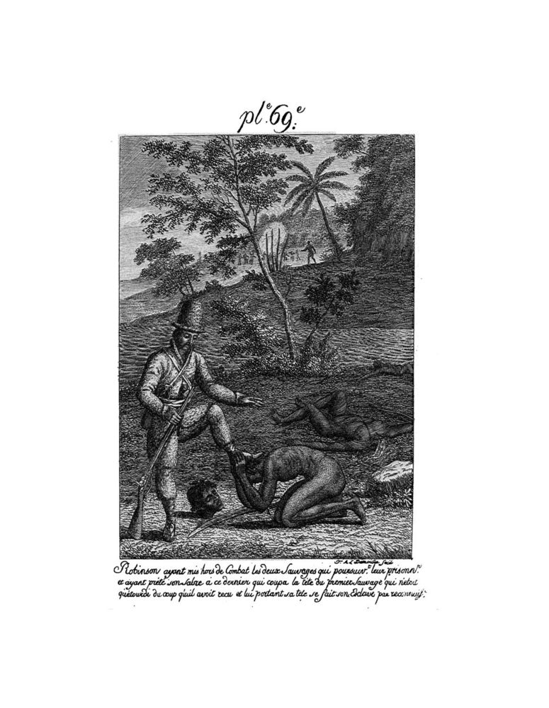 Scan 0143 of Collection de cent-cinquante gravures représentant et formant une suite non interrompue des voyages et aventures surprenantes de Robinson Crusoé